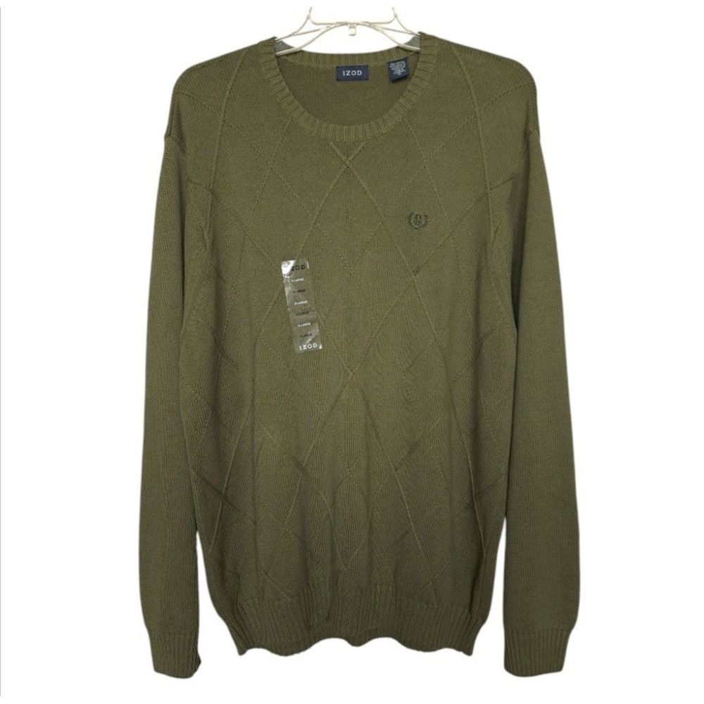 IZOD Men's Sweater Olive Green Size XL Pullover Long Sleeves